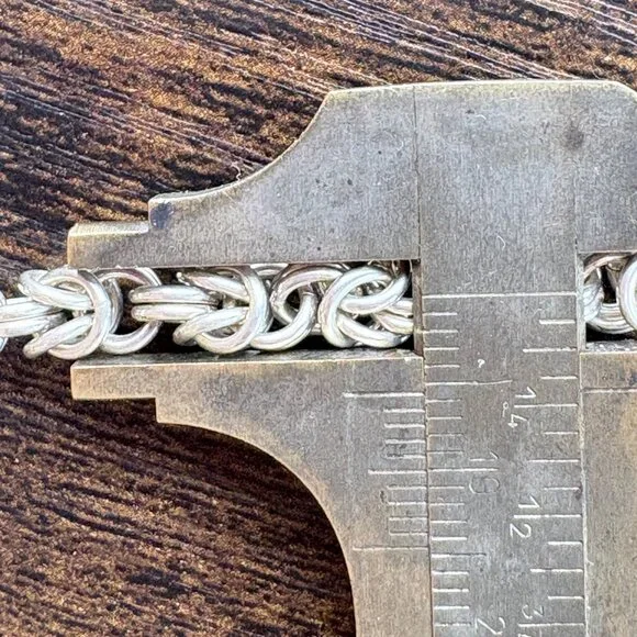 Interlocking Link Chain Bracelet Toggle Clasp Sterling Silver 925 Size 8 Length